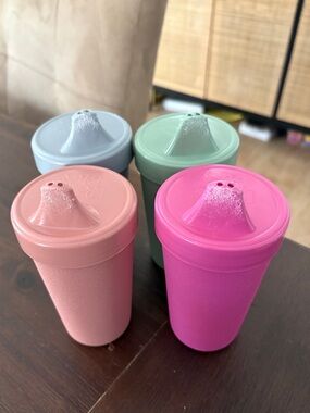Colorful  Sippy Cups - Pink, Coral, Mint, Light Blue - re play